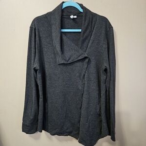 Kensie One Snap Collared Cardigan Women's Size XL Grey Pockets